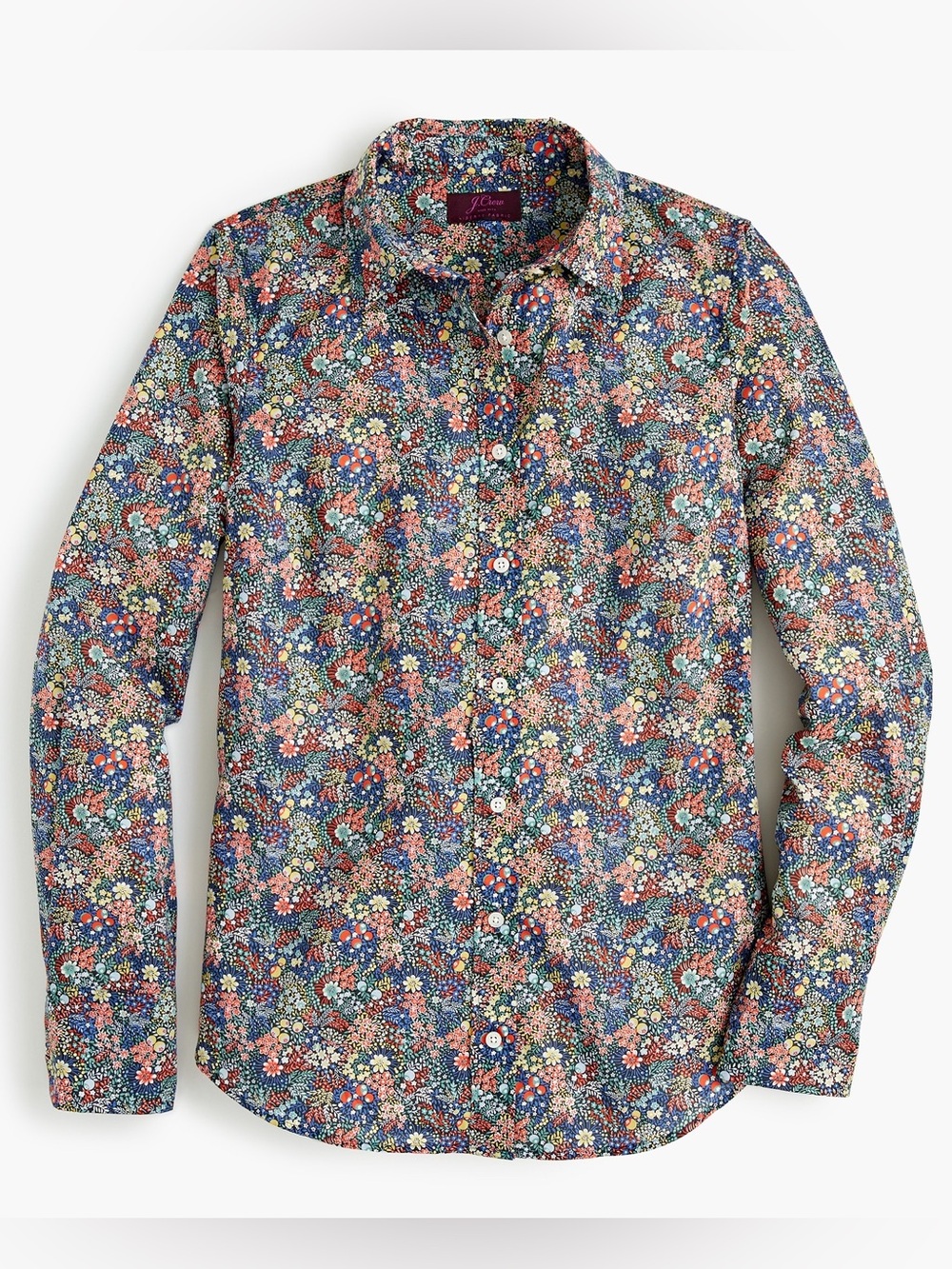 J. Crew Liberty London Perfect Shirt Elderberry Floral Size 2 Cottagecore Preppy - Picture 1 of 15
